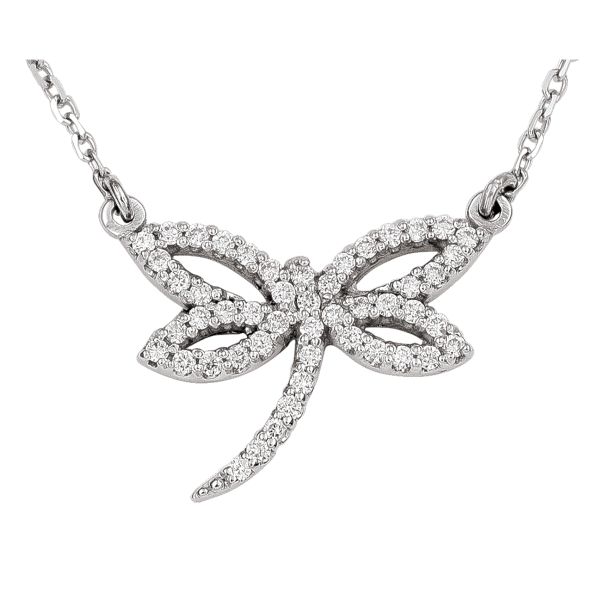 WHITE GOLD DIAMOND DRAGONFLY NECKLACE