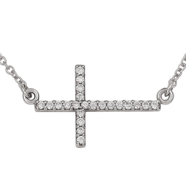 WHITE GOLD SIDEWAYS CROSS NECKLACE